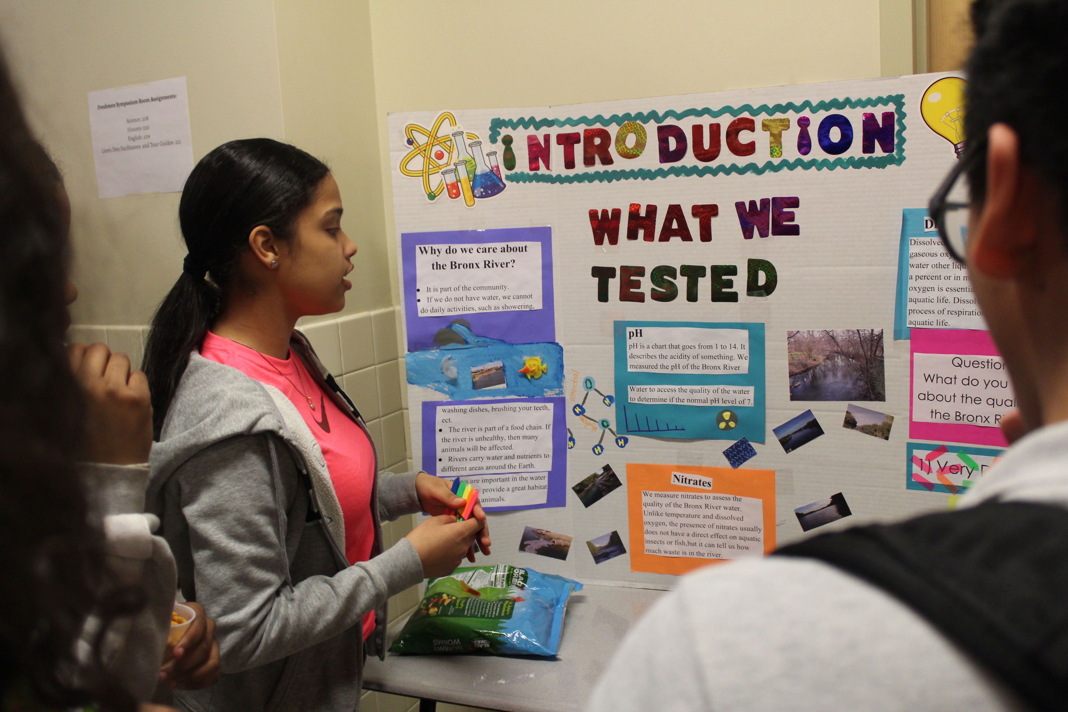 Students shared their research with their peers and teachers for the Bronx River Project Freshmen Symposium 